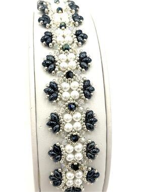 Hand Crafted Pearl & Black Victorian Style Bracelet - Women's Jewelry